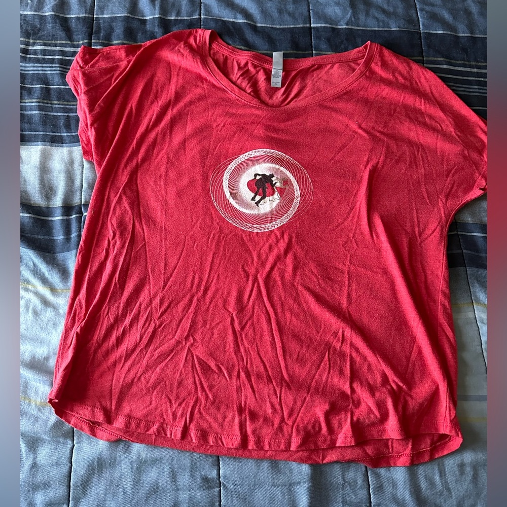 TeePublic Red Heather Vertigo Dolman Tri-Blend Extra Soft T-Shirt XL